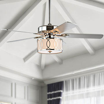 Circe 52" Transitional Glam Drum Shade LED Ceiling Fan With Remote - JONATHAN Y